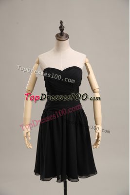 Excellent Black Sweetheart Neckline Ruching Prom Gown Sleeveless Lace Up