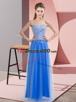 Extravagant Floor Length Blue Prom Dress Sweetheart Sleeveless Lace Up