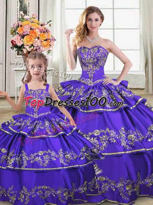 Customized Floor Length Ball Gowns Sleeveless Purple Sweet 16 Dresses Lace Up