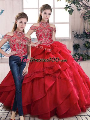 Beading and Ruffles Lace Up 15th Birthday Dress