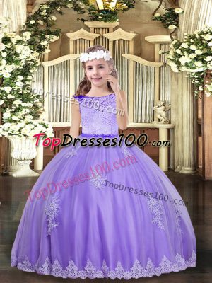 Lavender Scoop Zipper Lace and Appliques Glitz Pageant Dress Sleeveless