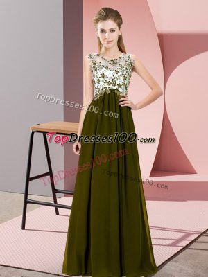 Artistic Olive Green Sleeveless Chiffon Zipper Quinceanera Dama Dress for Wedding Party