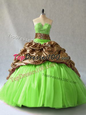 Amazing Sweet 16 Dress Sweet 16 and Quinceanera with Beading and Pick Ups Strapless Sleeveless Brush Train Lace Up