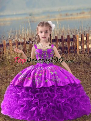 Custom Made Lilac Sleeveless Embroidery Lace Up Little Girl Pageant Dress