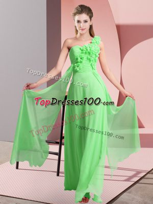 Sleeveless Chiffon Floor Length Lace Up Court Dresses for Sweet 16 in with Hand Made Flower