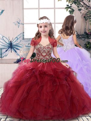 Attractive Sleeveless Beading Lace Up Kids Formal Wear