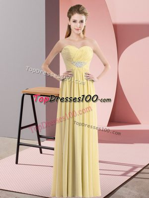 Empire Evening Dress Yellow Sweetheart Chiffon Sleeveless Floor Length Zipper