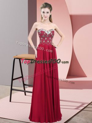 Clearance Floor Length Wine Red Prom Gown Sweetheart Sleeveless Zipper
