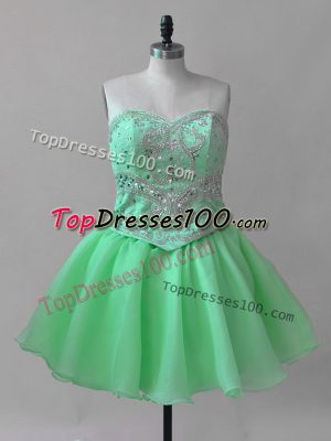 Fitting Sleeveless Lace Up Mini Length Beading Prom Party Dress
