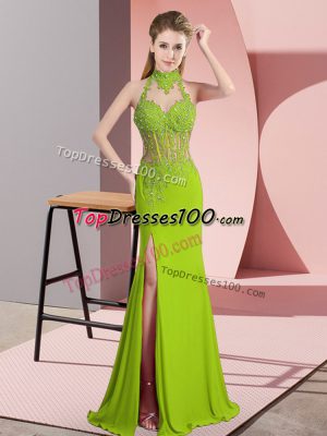Sleeveless Lace and Appliques Backless Prom Dresses