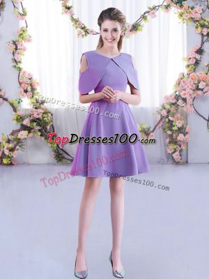 Free and Easy Lavender Zipper Scoop Ruching Wedding Guest Dresses Chiffon Half Sleeves