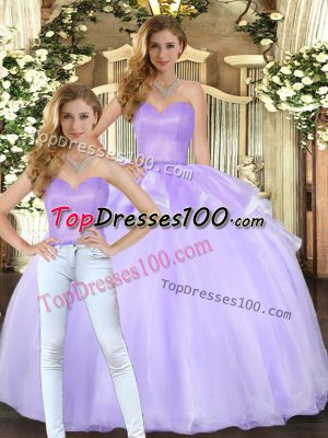 Nice Lavender Sleeveless Floor Length Beading Lace Up Vestidos de Quinceanera