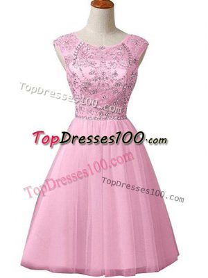 Sumptuous Baby Pink Sleeveless Tulle Zipper Dress for Prom for Prom and Party and Military Ball
