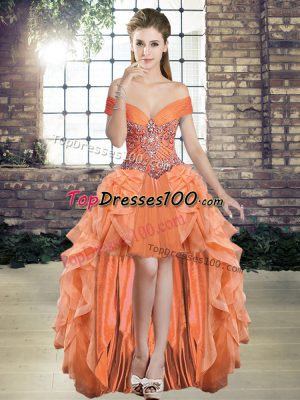 Tulle Sleeveless High Low Pageant Dress Toddler and Beading and Ruffles