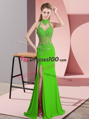 Gorgeous Floor Length Prom Evening Gown Halter Top Sleeveless Backless