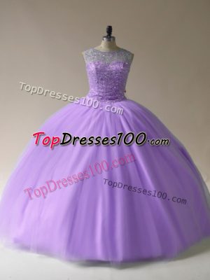 Traditional Beading Sweet 16 Quinceanera Dress Lavender Lace Up Sleeveless Floor Length