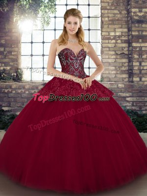Luxurious Burgundy Sleeveless Beading and Appliques Floor Length 15 Quinceanera Dress