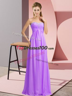 New Arrival Floor Length Empire Sleeveless Lavender Prom Dress Lace Up