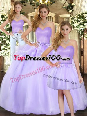 Beading Sweet 16 Dress Lavender Lace Up Sleeveless Floor Length