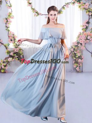 High Quality Grey Lace Up Dama Dress for Quinceanera Belt Short Sleeves Floor Length