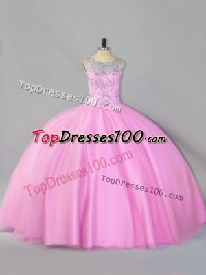 Baby Pink Scoop Zipper Sequins Quinceanera Dresses Sleeveless