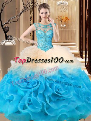Noble Floor Length Multi-color Quinceanera Dresses Scoop Sleeveless Lace Up
