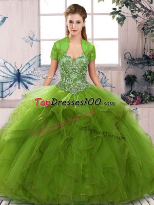 Beauteous Tulle Sleeveless Floor Length Quinceanera Dress and Beading and Ruffles