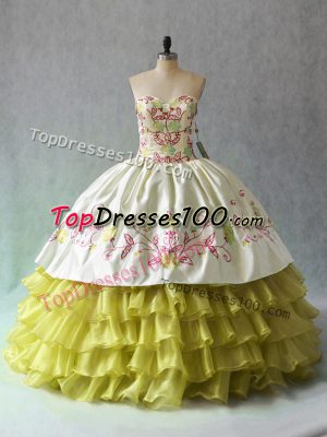 Organza Sleeveless Floor Length Sweet 16 Dress and Beading and Ruffled Layers