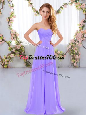 Custom Designed Chiffon Sweetheart Sleeveless Lace Up Ruching Quinceanera Court Dresses in Lavender
