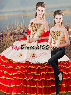 Sweetheart Sleeveless Organza 15th Birthday Dress Appliques and Ruffled Layers Lace Up