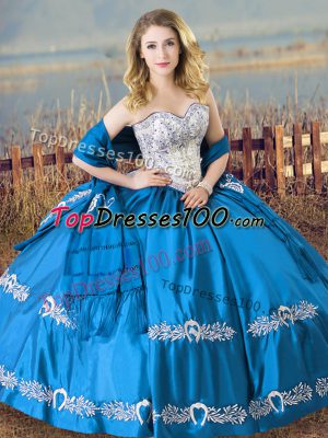 Gorgeous Baby Blue Sweetheart Lace Up Beading and Embroidery Quinceanera Dress Sleeveless