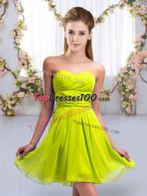 Captivating Sleeveless Lace Up Mini Length Ruching Wedding Party Dress