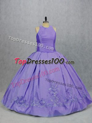 Fancy Lavender Scoop Neckline Embroidery Sweet 16 Dress Sleeveless Zipper