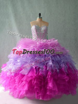 Delicate Multi-color Quinceanera Dress Sweet 16 and Quinceanera with Beading and Ruffles Sweetheart Sleeveless Lace Up