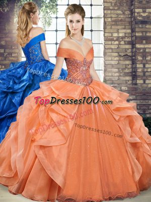 Chic Organza Sleeveless Floor Length Quince Ball Gowns and Beading and Ruffles