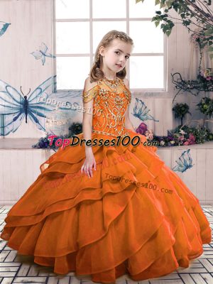 Sleeveless Beading Lace Up Little Girls Pageant Dress