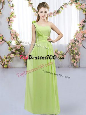 Chiffon Sleeveless Floor Length Dama Dress for Quinceanera and Hand Made Flower