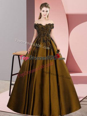 Hot Selling Lace Quinceanera Dresses Brown Zipper Sleeveless Floor Length
