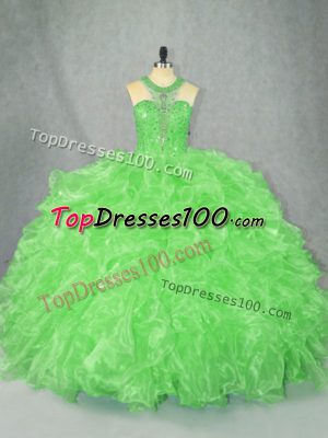 Floor Length Zipper Ball Gown Prom Dress for Sweet 16 and Quinceanera with Beading and Ruffles