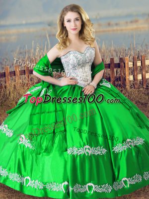 Best Selling Satin Sleeveless Floor Length 15th Birthday Dress and Beading and Embroidery