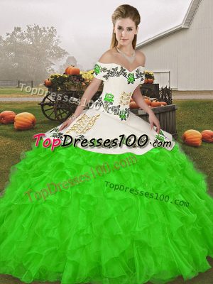 Green Sleeveless Organza Lace Up Quinceanera Gowns for Military Ball and Sweet 16 and Quinceanera