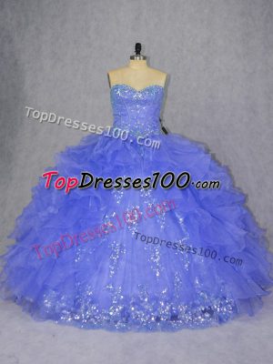 Fantastic Purple Sleeveless Organza Lace Up Quinceanera Gown for Sweet 16 and Quinceanera