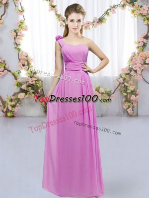 Superior Lilac Vestidos de Damas Wedding Party with Hand Made Flower One Shoulder Sleeveless Lace Up
