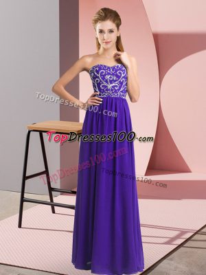 Perfect Purple Evening Dress Prom and Party with Beading Sweetheart Sleeveless Lace Up