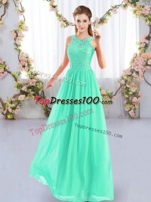 Low Price Chiffon Scoop Sleeveless Zipper Lace Court Dresses for Sweet 16 in Apple Green
