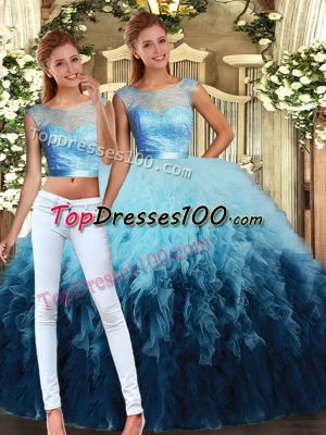 Graceful Multi-color Sleeveless Lace and Ruffles Floor Length Quinceanera Dresses