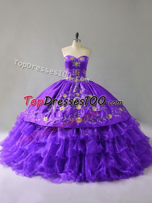 Extravagant Floor Length Ball Gowns Sleeveless Purple Quinceanera Dresses Lace Up