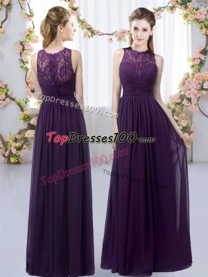 Exquisite Chiffon High-neck Sleeveless Zipper Lace Wedding Guest Dresses in Dark Purple