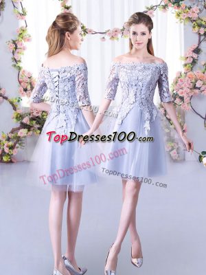 High Quality Half Sleeves Lace Up Mini Length Lace Court Dresses for Sweet 16