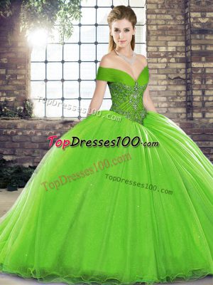 Custom Made Ball Gowns Sleeveless Sweet 16 Dresses Brush Train Lace Up